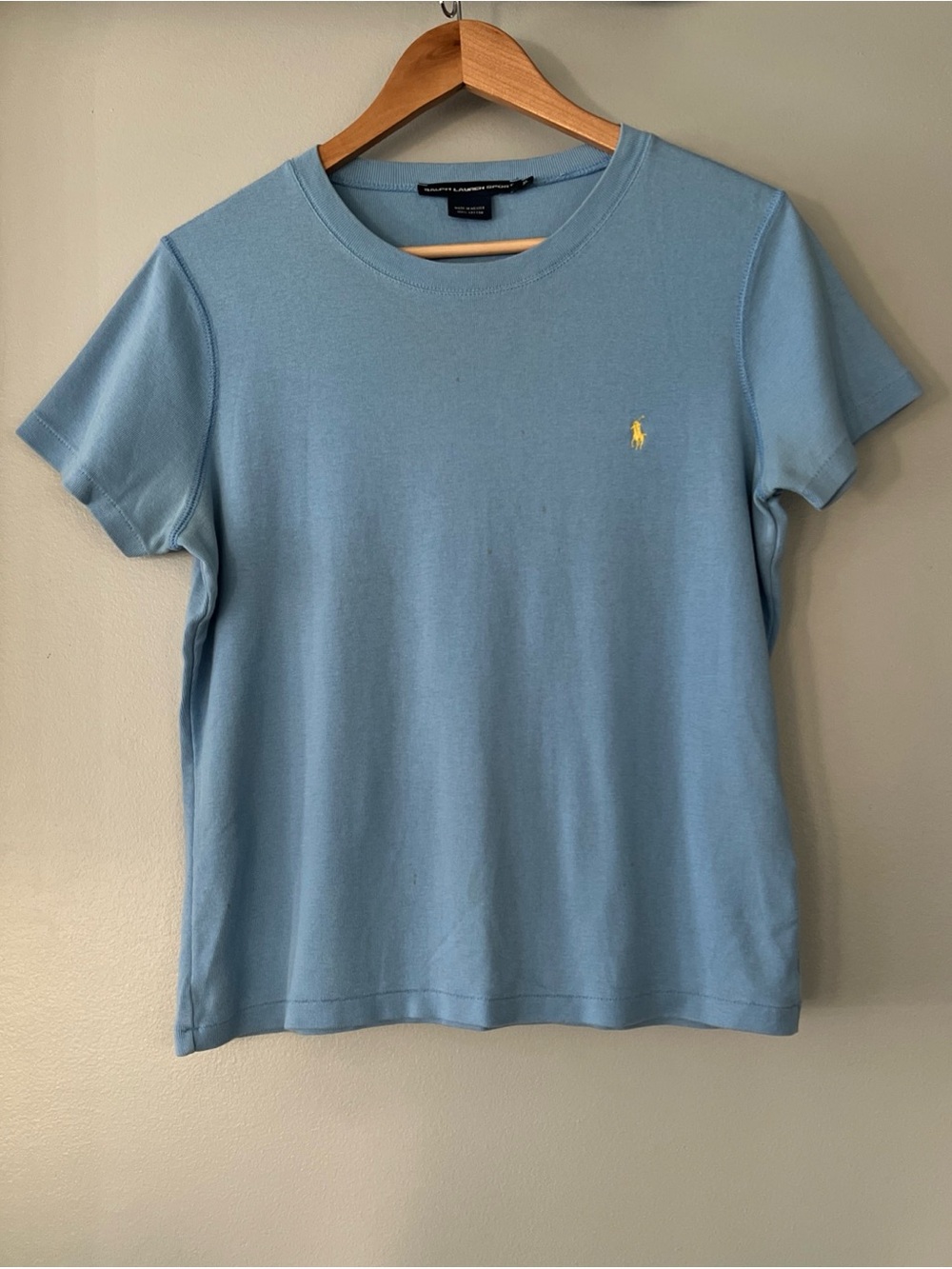 Vtg Ralph Lauren Sport Women's XL Short Sleeve Light Blue T-Shirt 100% Cotton